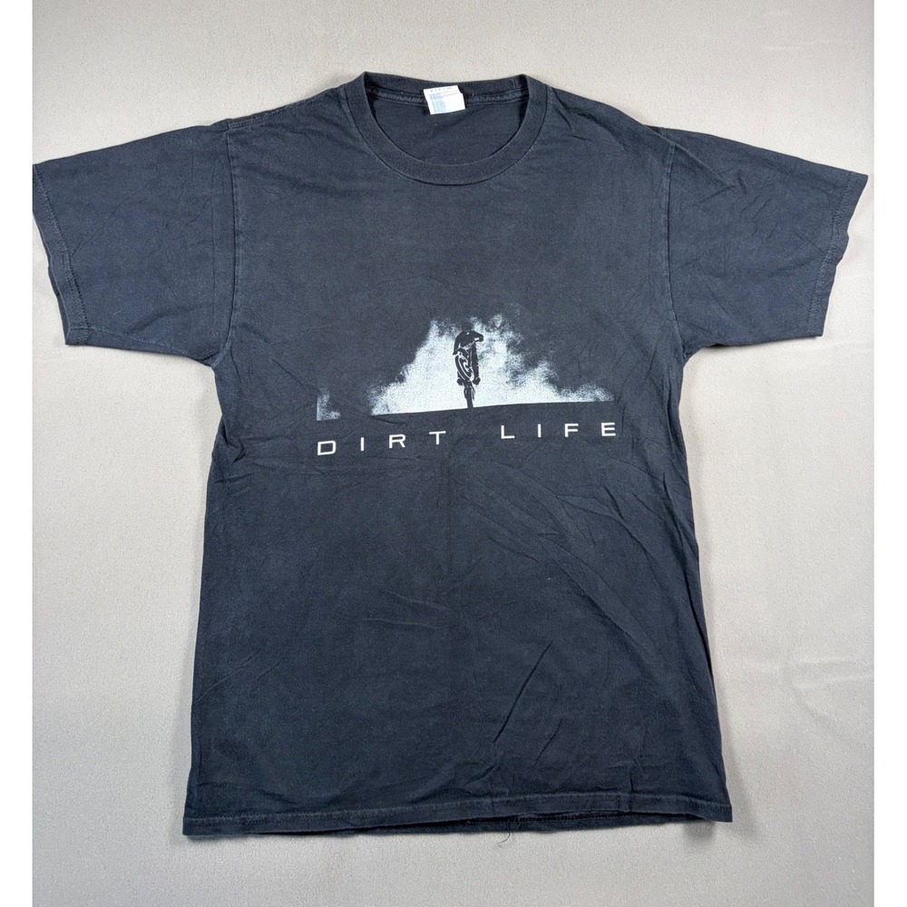 Port & Company Dirt Life Motocross Graphic T-Shirt Black Mens Small Cotton TEE